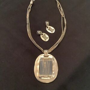 Chico's Gold-Tone Pendant Necklace and Earrings Set